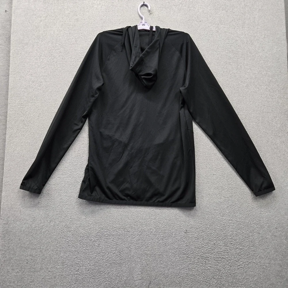 Nike Men Hoodie S Tall Black Dri Fit Swoosh Logo Pockets Full Zip Activewear